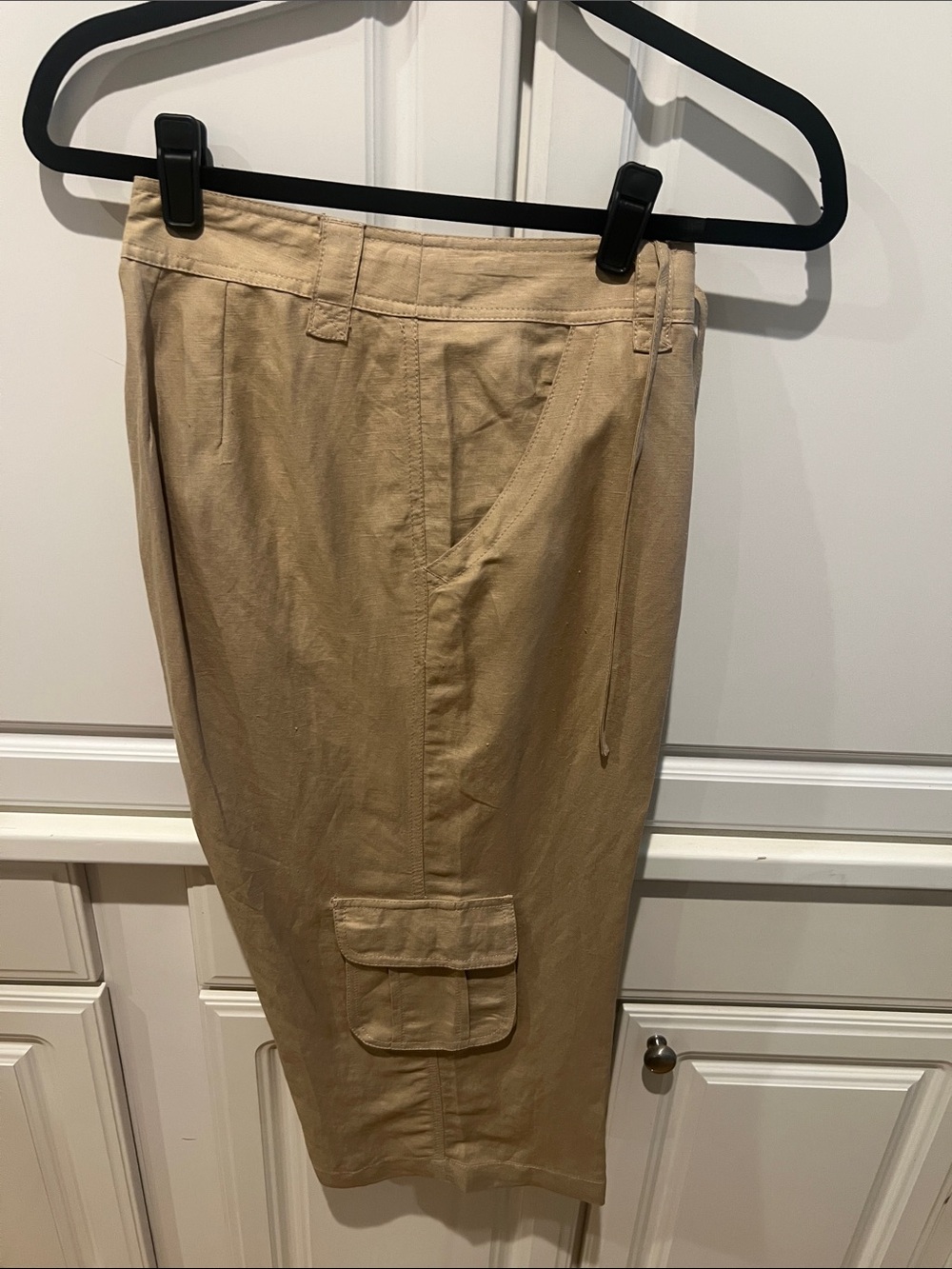 Khaki Cropped Cargo Pants